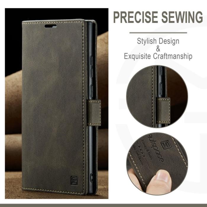 AUTSPACE - AUTSPACE A01 Samsung Galaxy S23 Ultra Fodral - Äkta läder - Kaffe