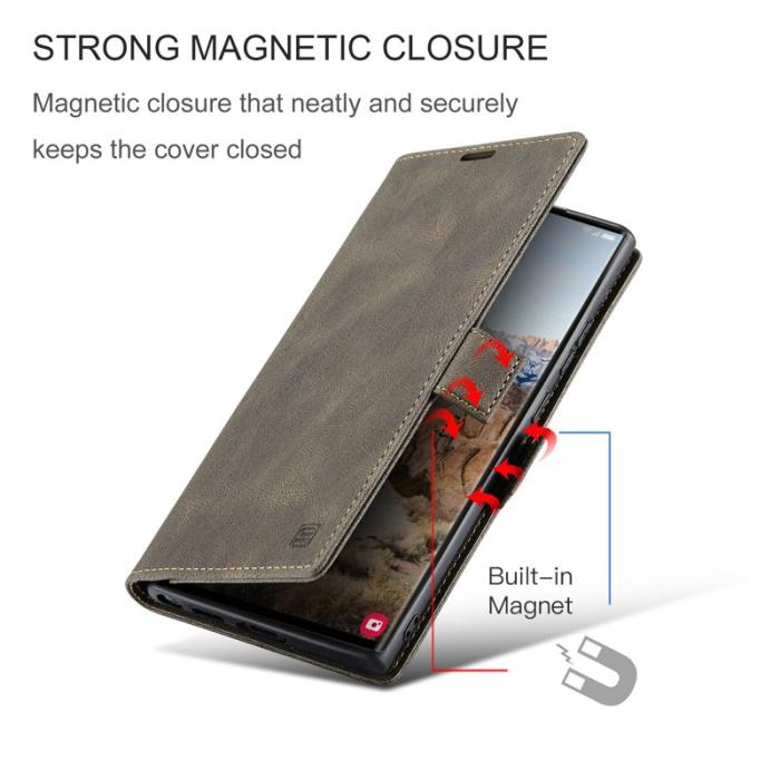 AUTSPACE - AUTSPACE A01 Samsung Galaxy S23 Ultra Fodral - Äkta läder - Kaffe