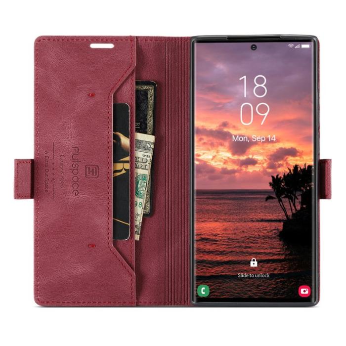 AUTSPACE - AUTSPACE A01 Samsung Galaxy S23 Ultra Fodral Äkta läder - Röd