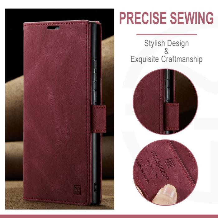 AUTSPACE - AUTSPACE A01 Samsung Galaxy S23 Ultra Fodral Äkta läder - Röd