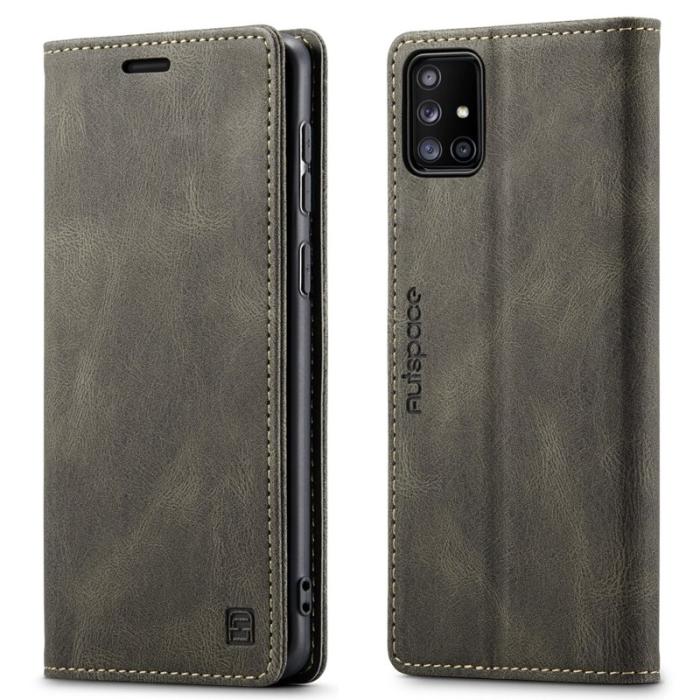 AUTSPACE - AUTSPACE A01 Series Fodral - Äkta läder - Kaffe för Samsung Galaxy A71