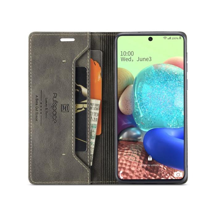 AUTSPACE - AUTSPACE A01 Series Fodral - Äkta läder - Kaffe för Samsung Galaxy A71