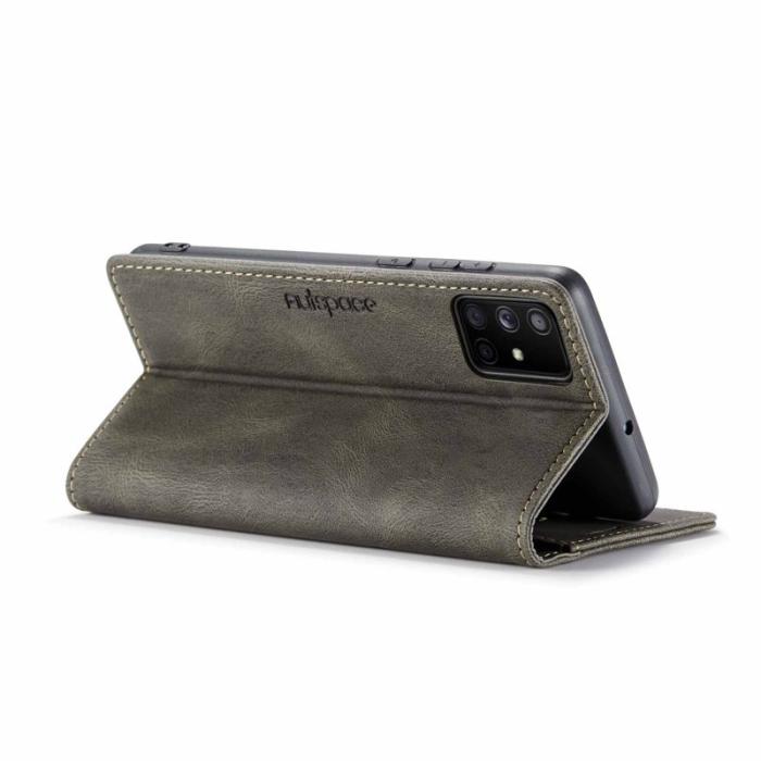 AUTSPACE - AUTSPACE A01 Series Fodral - Äkta läder - Kaffe för Samsung Galaxy A71