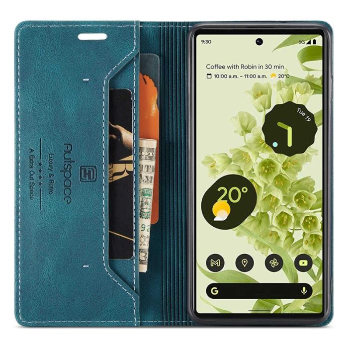 AUTSPACE - AUTSPACE A01 Series Google Pixel 6 Fodral PU Läder - Blå
