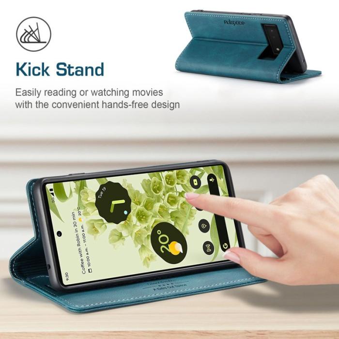 AUTSPACE - AUTSPACE A01 Series Google Pixel 6 Fodral PU Läder - Blå