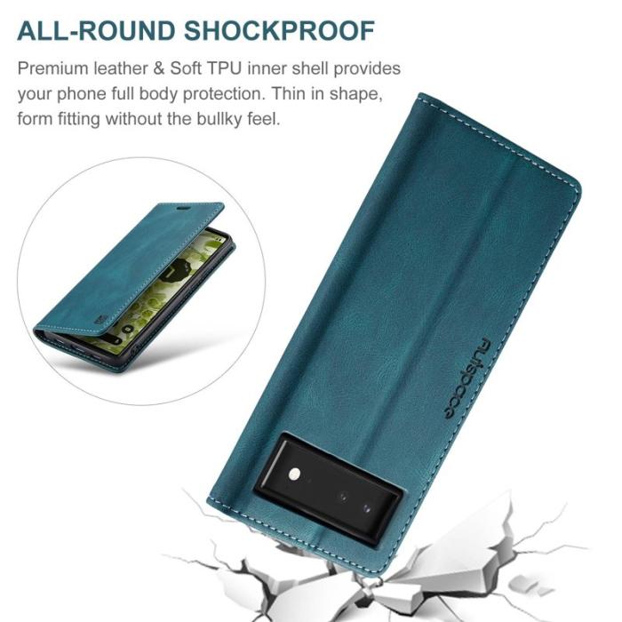 AUTSPACE - AUTSPACE A01 Series Google Pixel 6 Fodral PU Läder - Blå