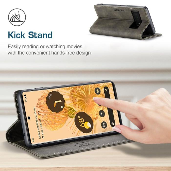 AUTSPACE - AUTSPACE A01 Series Google Pixel 6 Pro Fodral PU Läder - Kaffe