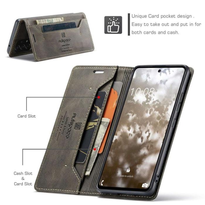 AUTSPACE - AUTSPACE A01 Series Samsung Galaxy A53 5G Fodral PU Läder - Kaffe