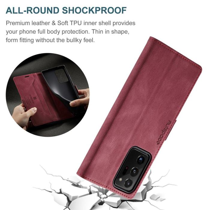 AUTSPACE - AUTSPACE A01 Series Wallet Cover Äkta läder - Röd