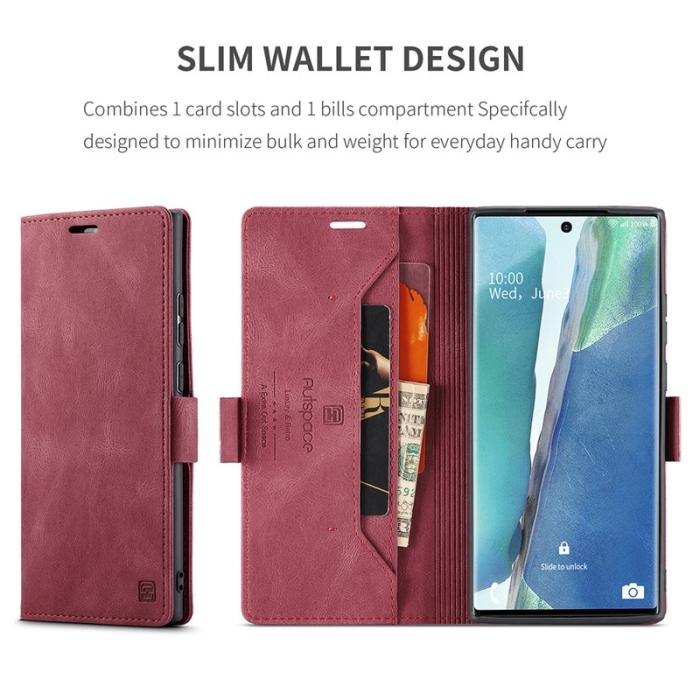 AUTSPACE - AUTSPACE A01 Series Wallet Cover Äkta läder - Röd