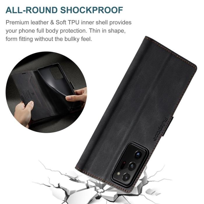 AUTSPACE - AUTSPACE A01 Series Wallet Cover - Äkta läder - Svart