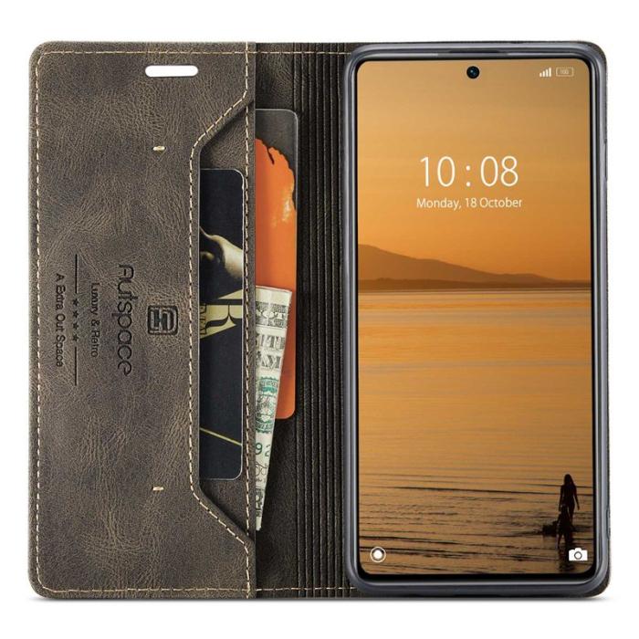 AUTSPACE - AUTSPACE A01 Skal för Xiaomi 12 Lite 5G - Äkta läder - Kaffe