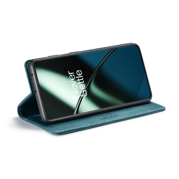 AUTSPACE - AUTSPACE A01 Wallet Fodral för OnePlus 11 5G - Äkta läder - Blå