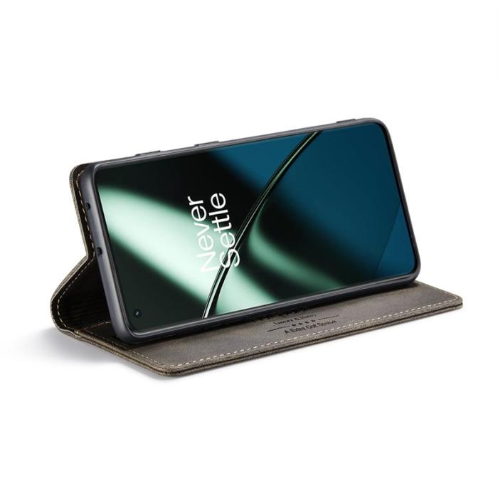 AUTSPACE - AUTSPACE A01 Wallet Fodral för OnePlus 11 5G - Äkta läder - Kaffe