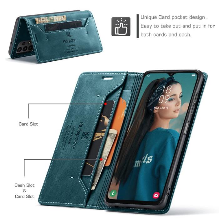 AUTSPACE - AUTSPACE A01 Wallet Fodral för Samsung Galaxy M23 5G - Blå