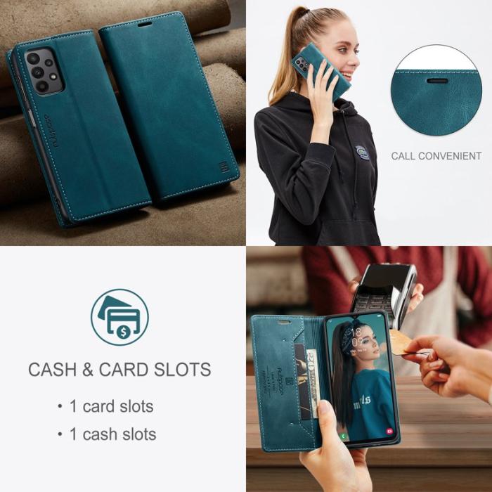 AUTSPACE - AUTSPACE A01 Wallet Fodral för Samsung Galaxy M23 5G - Blå