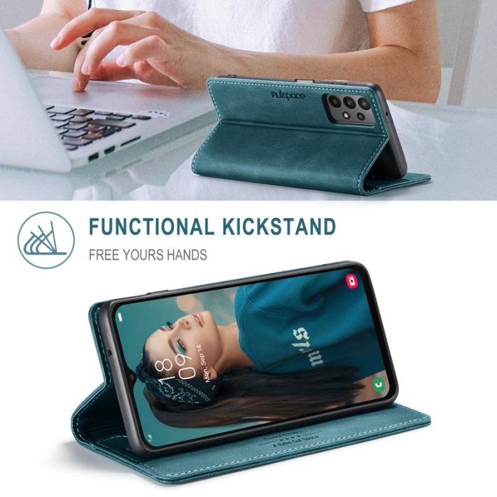 AUTSPACE - AUTSPACE A01 Wallet Fodral för Samsung Galaxy M23 5G - Blå