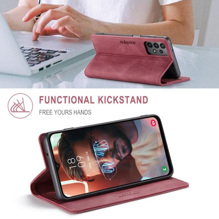 AUTSPACE - AUTSPACE A01 Wallet Fodral för Samsung Galaxy M23 5G - Röd
