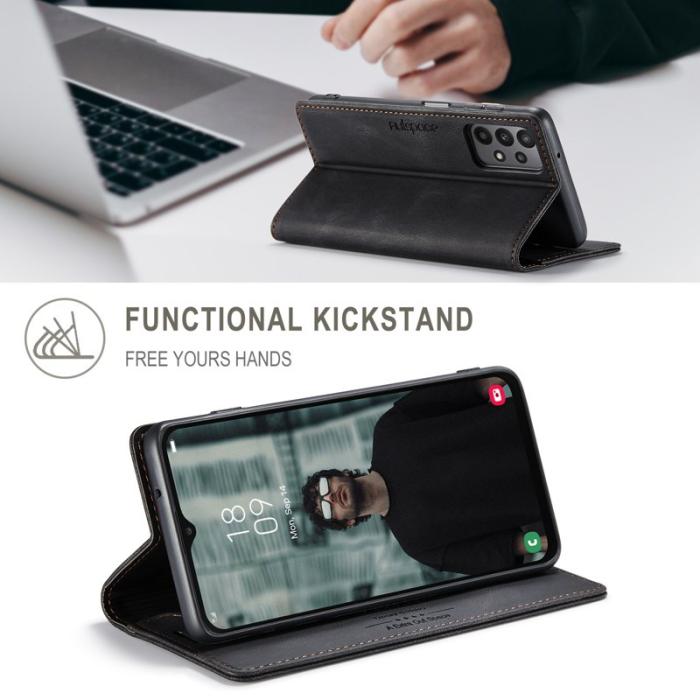 AUTSPACE - AUTSPACE A01 Wallet Fodral för Samsung Galaxy M23 5G - Svart