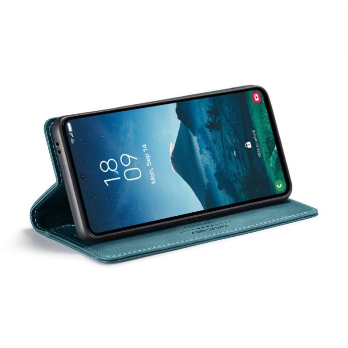 AUTSPACE - AUTSPACE A01 Wallet Fodral för Samsung Galaxy S24+ - Äkta läder - Blå