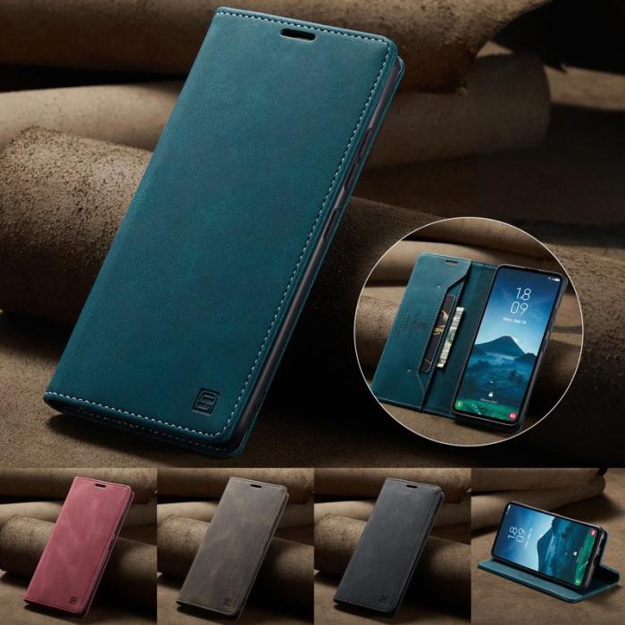 AUTSPACE - AUTSPACE A01 Wallet Fodral för Samsung Galaxy S24+ - Äkta läder - Blå