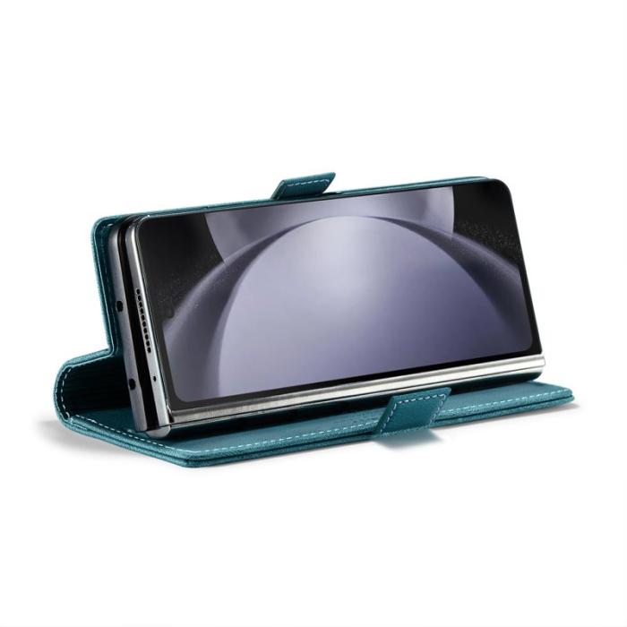 AUTSPACE - AUTSPACE A01 Wallet Fodral för Samsung Galaxy Z Fold5 - Äkta läder - Blå