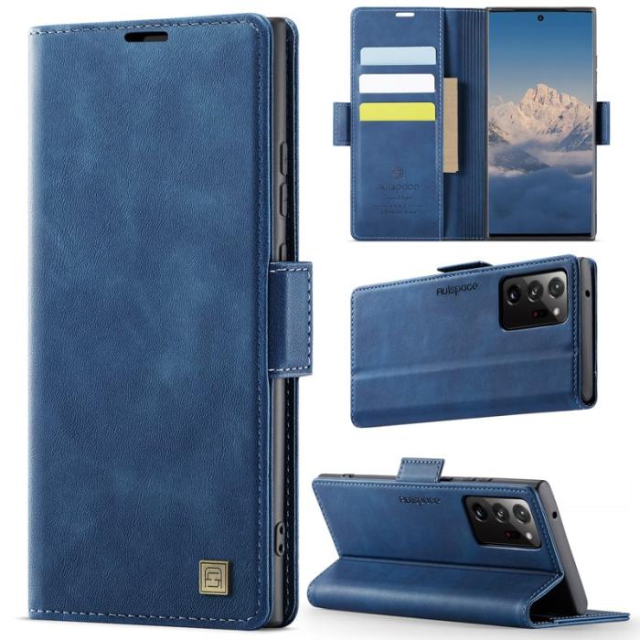 AUTSPACE - AUTSPACE A11 Fodral för Samsung Galaxy Note20 Ultra - Äkta läder - Blå