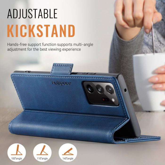 AUTSPACE - AUTSPACE A11 Fodral för Samsung Galaxy Note20 Ultra - Äkta läder - Blå