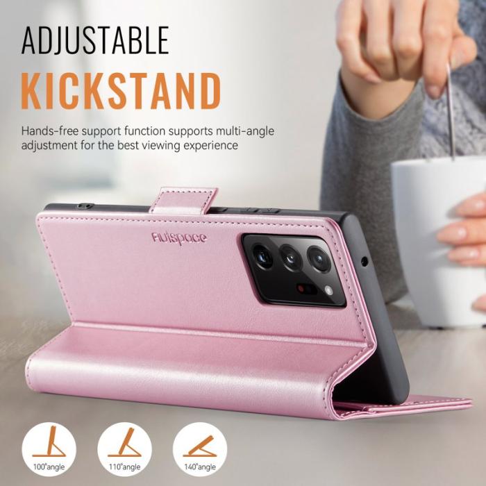 AUTSPACE - AUTSPACE A11 Fodral för Samsung Galaxy Note20 Ultra - Äkta läder - Rosa