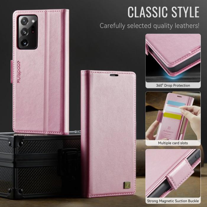 AUTSPACE - AUTSPACE A11 Fodral för Samsung Galaxy Note20 Ultra - Äkta läder - Rosa