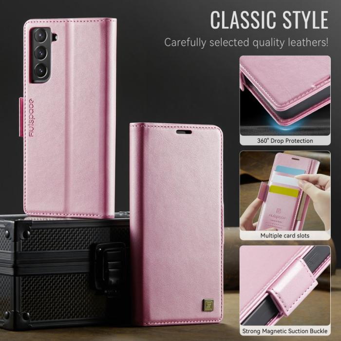 AUTSPACE - AUTSPACE A11 Fodral för Samsung Galaxy S21+ 5G - Äkta läder - Rosa
