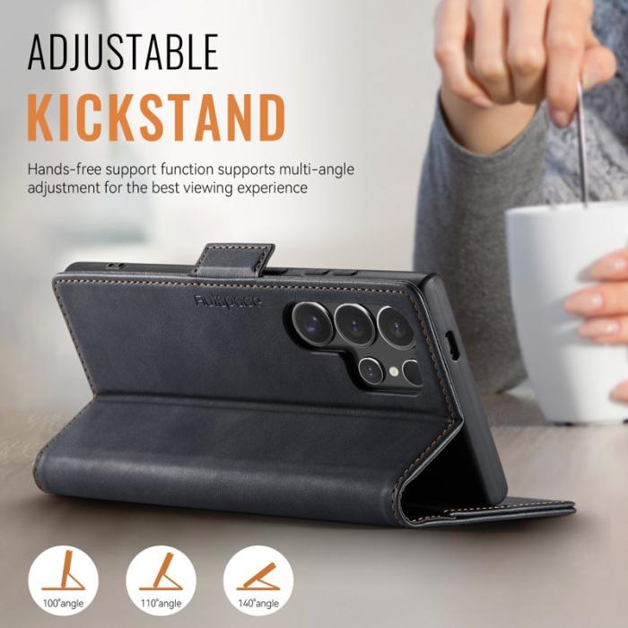 AUTSPACE - AUTSPACE A11 Fodral för Samsung Galaxy S23 Ultra - Äkta läder - Svart