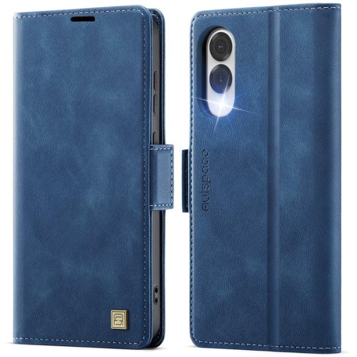 AUTSPACE - AUTSPACE A11 Fodral för Samsung Galaxy S25 Edge - Äkta läder - Blå