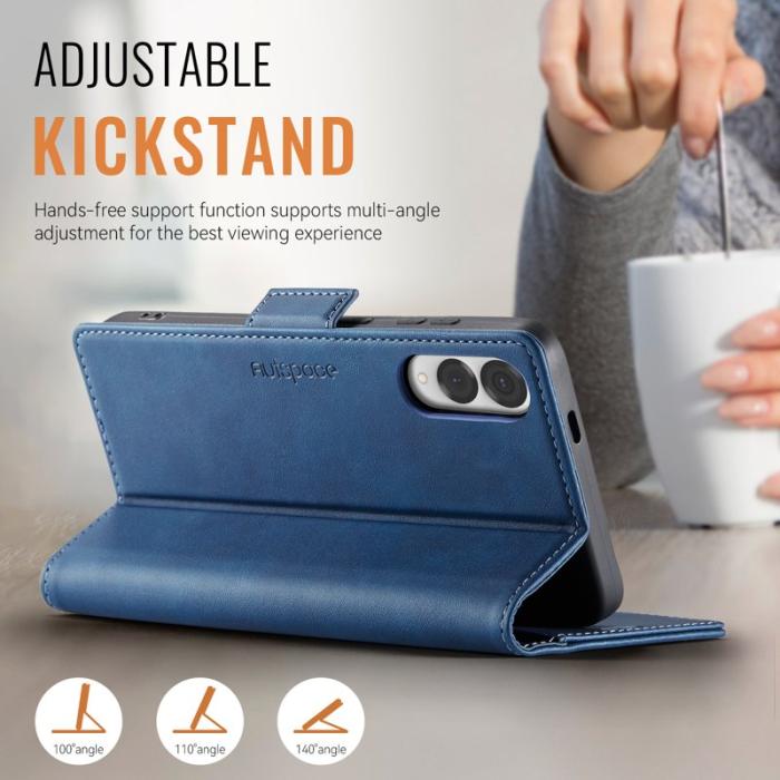 AUTSPACE - AUTSPACE A11 Fodral för Samsung Galaxy S25 Edge - Äkta läder - Blå