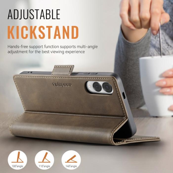 AUTSPACE - AUTSPACE A11 Fodral för Samsung Galaxy S25 Edge - Äkta läder - Brun