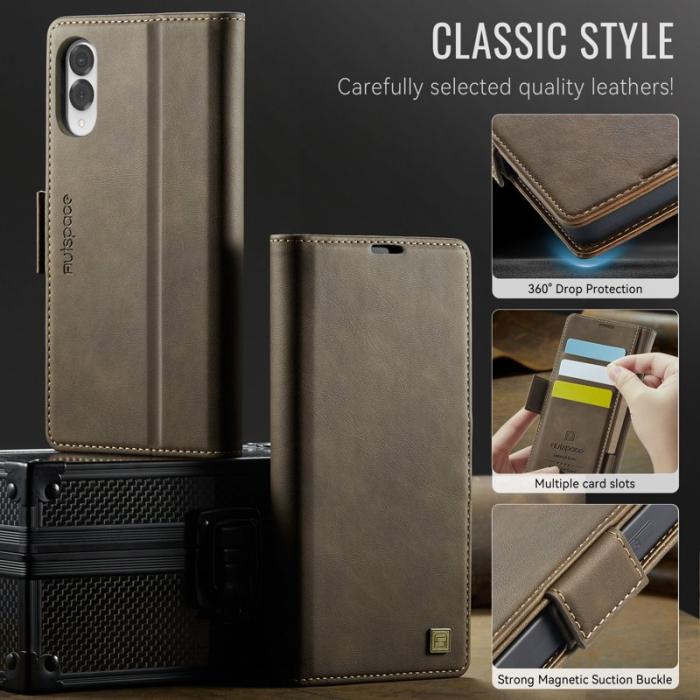 AUTSPACE - AUTSPACE A11 Fodral för Samsung Galaxy S25 Edge - Äkta läder - Brun