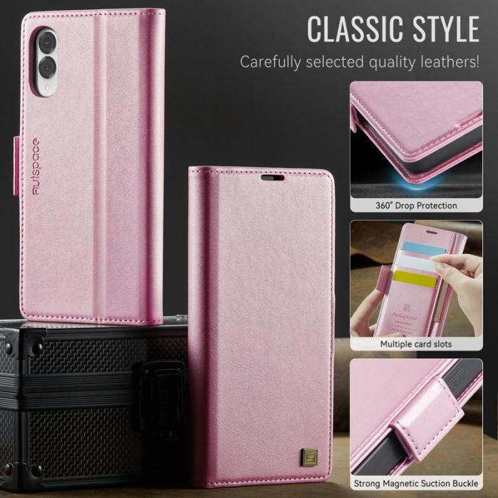 AUTSPACE - AUTSPACE A11 Fodral för Samsung Galaxy S25 Edge - Äkta läder - Rosa