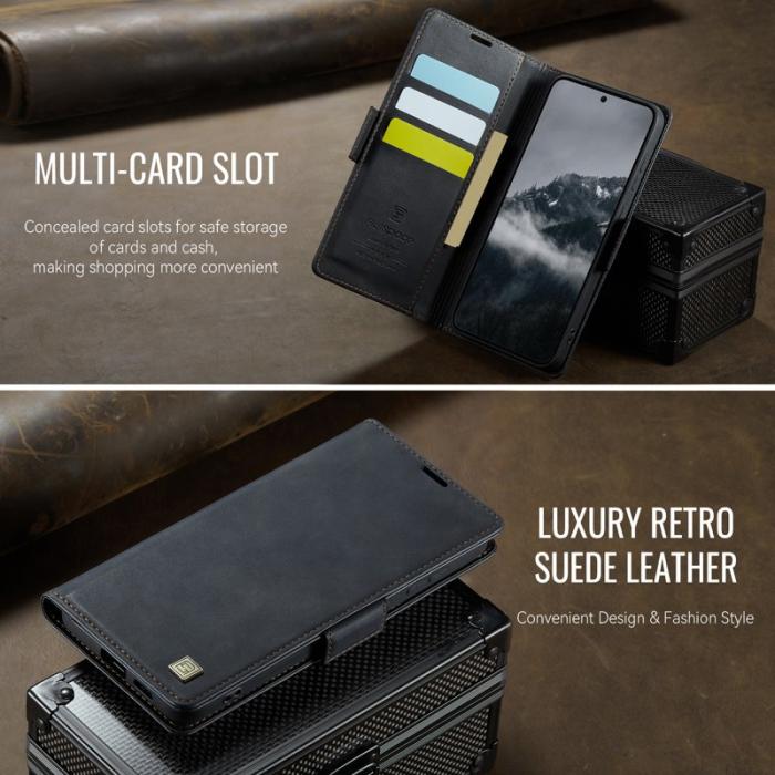 AUTSPACE - AUTSPACE A11 Fodral för Samsung Galaxy S25 Edge - Äkta läder - Svart