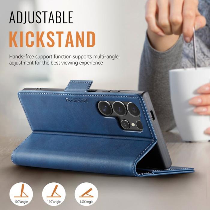 AUTSPACE - AUTSPACE A11 Fodral för Samsung Galaxy S25 Ultra - Äkta läder - Blå