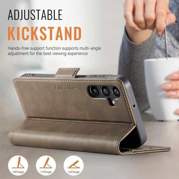 AUTSPACE - AUTSPACE Fodral för Samsung Galaxy A14 4G/5G - Äkta läder - Brun