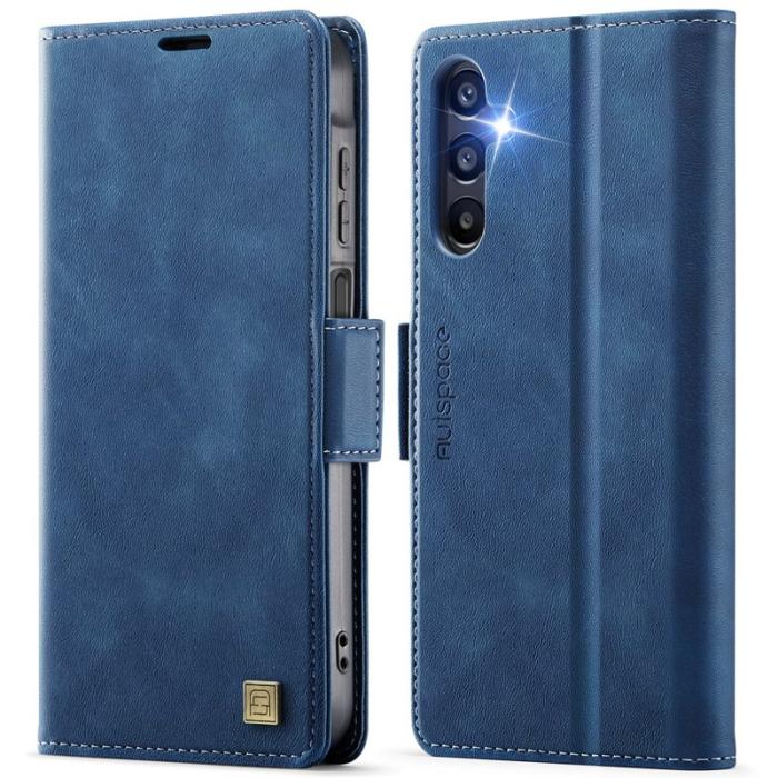 AUTSPACE - AUTSPACE Fodral för Samsung Galaxy A15 4G/5G - Äkta läder - Blå