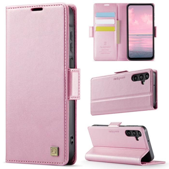 AUTSPACE - AUTSPACE Fodral för Samsung Galaxy A15 4G/5G - Äkta läder - Rosa