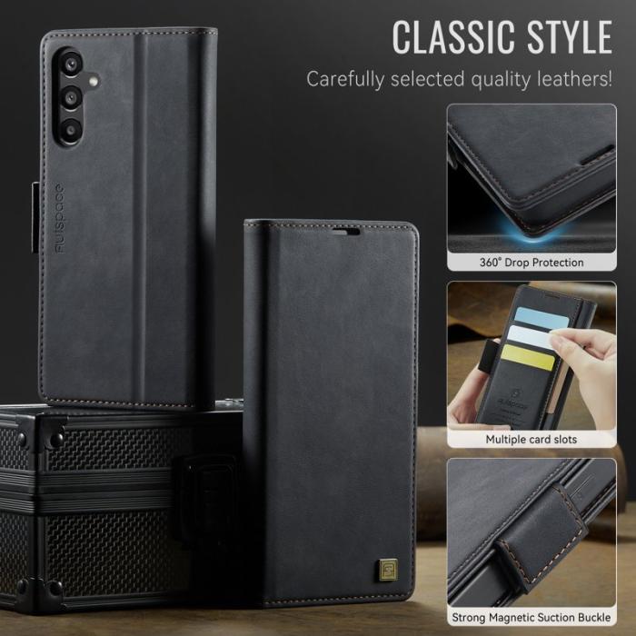 AUTSPACE - AUTSPACE Fodral för Samsung Galaxy A15 4G/5G - Äkta läder - Svart