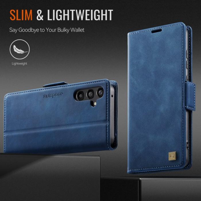 AUTSPACE - AUTSPACE Fodral för Samsung Galaxy A55 5G Äkta läder - Blå