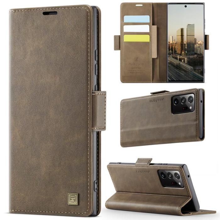 AUTSPACE - AUTSPACE Fodral för Samsung Galaxy Note20 Ultra Äkta läder - Brun