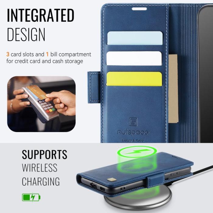 AUTSPACE - AUTSPACE Fodral för Samsung Galaxy S21+ 5G Äkta läder - Blå