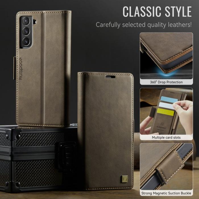 AUTSPACE - AUTSPACE Fodral för Samsung Galaxy S21 5G - Äkta läder - Brun