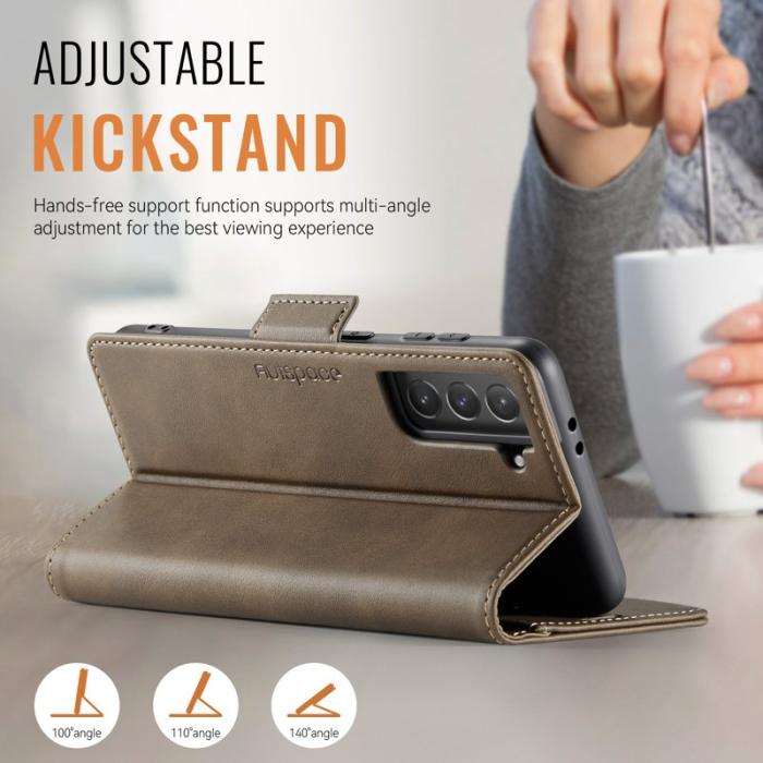 AUTSPACE - AUTSPACE Fodral för Samsung Galaxy S21 FE 5G Äkta läder - Brun