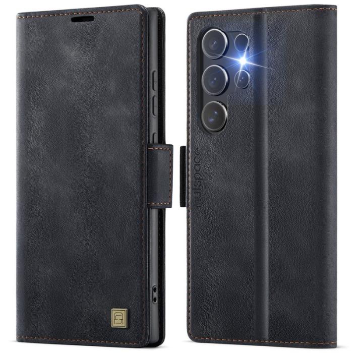 AUTSPACE - AUTSPACE Fodral för Samsung Galaxy S22 Ultra 5G - Äkta läder - Svart