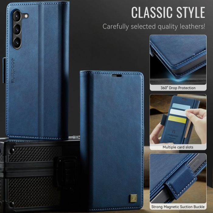 AUTSPACE - AUTSPACE Fodral för Samsung Galaxy S23 - Äkta läder - Blå